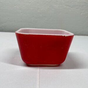 Vintage Pyrex Primary 501 Red Refrigerator Fridgie Dish Multicolor Milk Glass